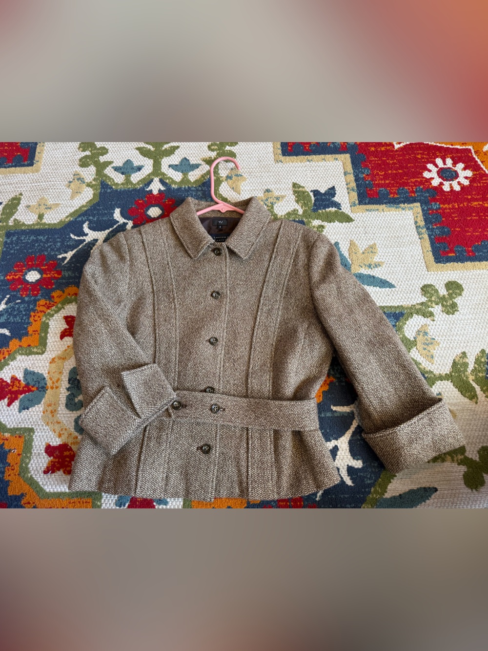 Tailored Brown Tweed Belted Jacket